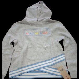 Levi’s Kids Hoodie L Girl's Gray Rainbow Logo Pullover NWT